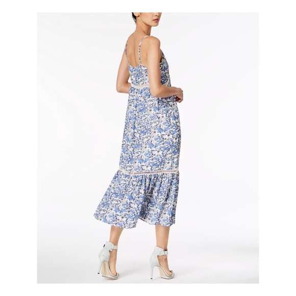 CeCe Summer dress spaghetti straps blue and white midi size 00 floral beach midi - Picture 15 of 15